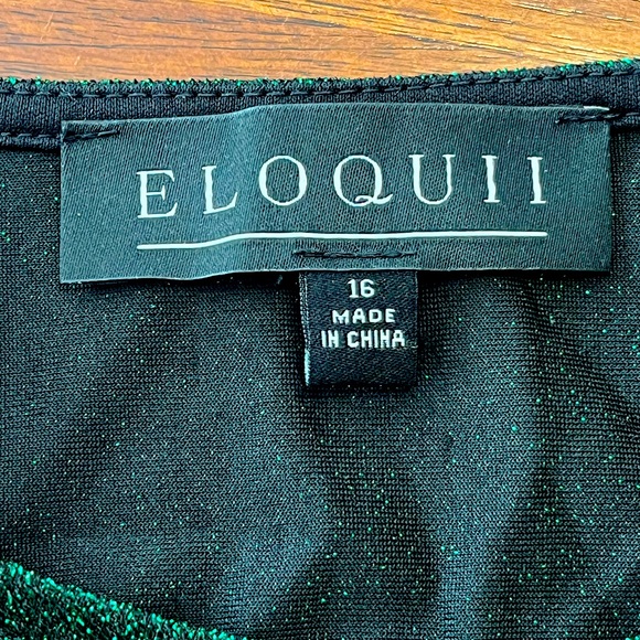 Eloquii Womens Green Metallic Round Neck Long Sleeve Sparkle Mini Dress 16 - Picture 9 of 9